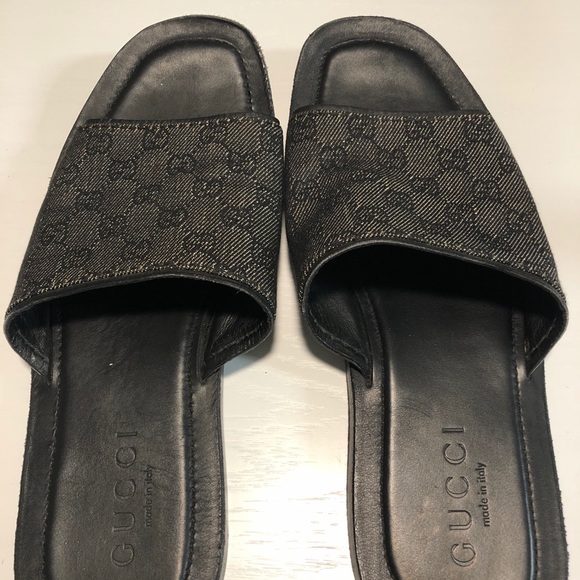 genuine leather gucci slides men